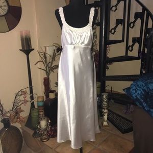 NWOT Vintage White Liquid Satin Long Maxi Nightgown Night Slip Dress Lingerie